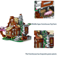 Thumbnail for Building Blocks MOC Expert Medieval Town Farm House Bricks Toy Construction Set Toys - 8