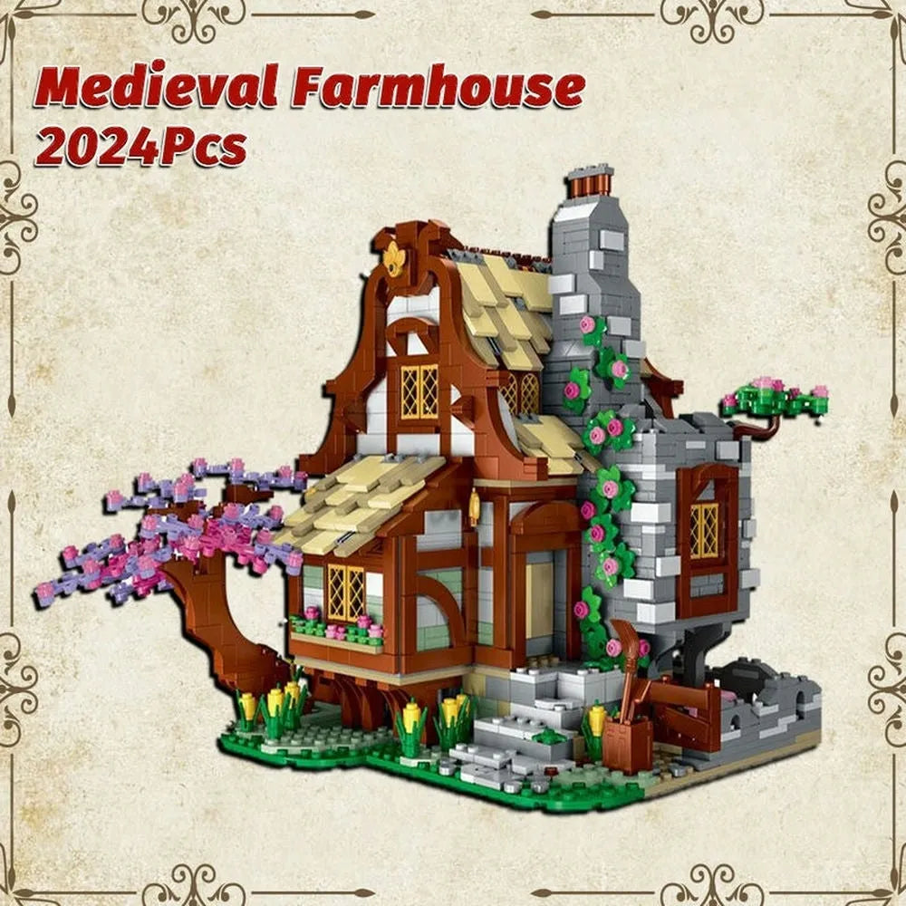 Building Blocks MOC Expert Medieval Town Farm House Bricks Toy - 2