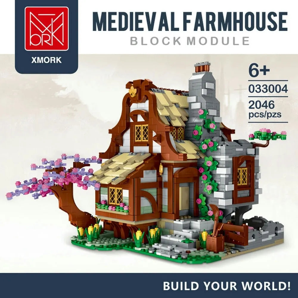 Building Blocks MOC Expert Medieval Town Farm House Bricks Toy Construction Set Toys - 3