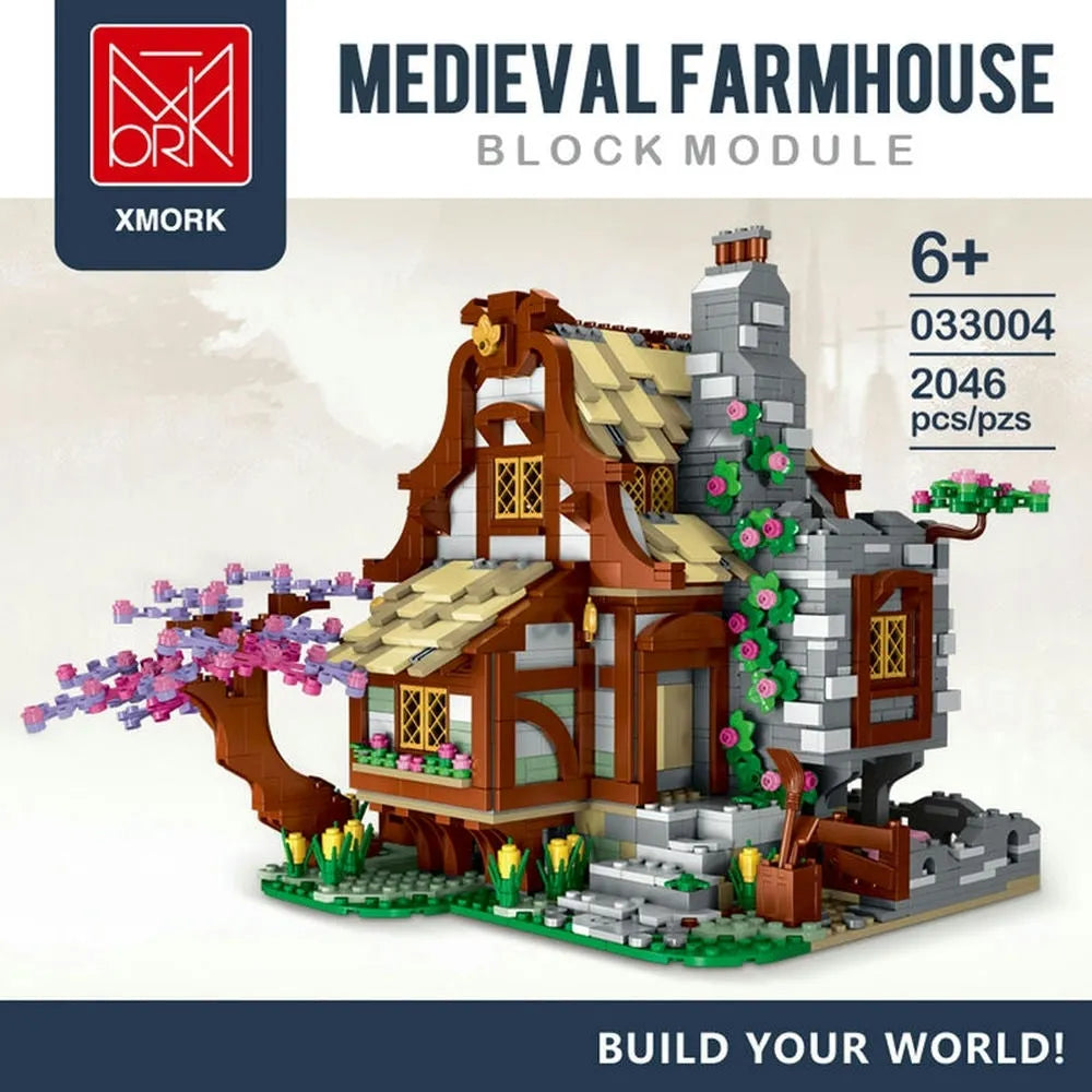 Building Blocks MOC Expert Medieval Town Farm House Bricks Toy - 3