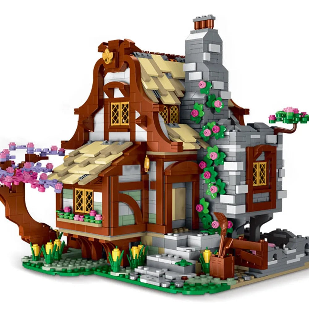 Building Blocks MOC Expert Medieval Town Farm House Bricks Toy Construction Set Toys - 1