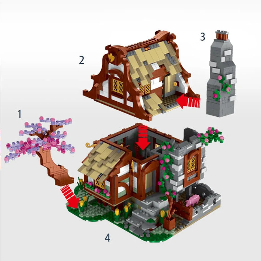 Building Blocks MOC Expert Medieval Town Farm House Bricks Toy - 6