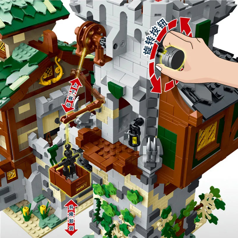 Building Blocks MOC Expert Medieval Town Stable Guard Tower Bricks Toys Construction Set Toys - 4