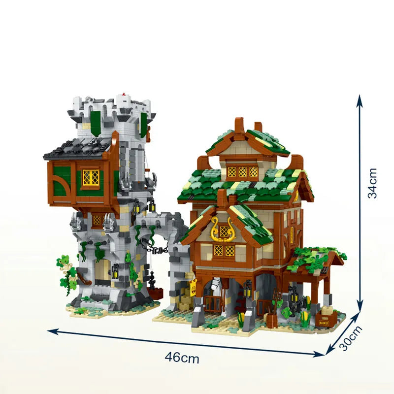 Building Blocks MOC Expert Medieval Town Stable Guard Tower Bricks Toys Construction Set Toys - 2