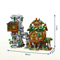 Thumbnail for Building Blocks MOC Expert Medieval Town Stable Guard Tower Bricks Toys - 2