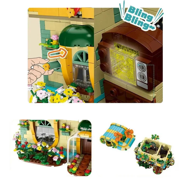 Building Blocks MOC Expert Toon City Flowers Shop Store LED Bricks Toys Construction Set Toys - 16