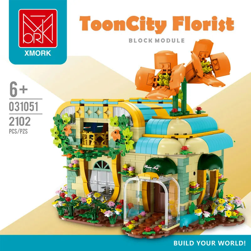 Building Blocks MOC Expert Toon City Flowers Shop Store LED Bricks Toys Construction Set Toys - 2