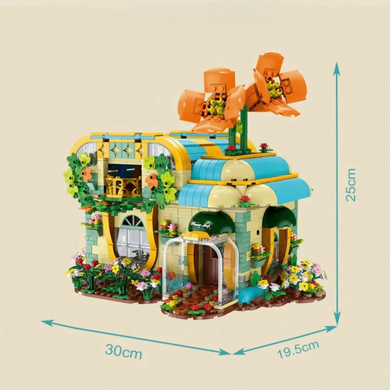 Building Blocks MOC Expert Toon City Flowers Shop Store LED Bricks Toys Construction Set Toys - 8