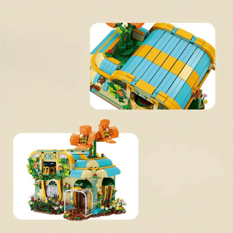 Building Blocks MOC Expert Toon City Flowers Shop Store LED Bricks Toys Construction Set Toys - 9