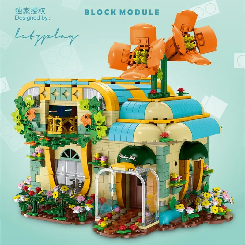 Building Blocks MOC Expert Toon City Flowers Shop Store LED Bricks Toys Construction Set Toys - 3