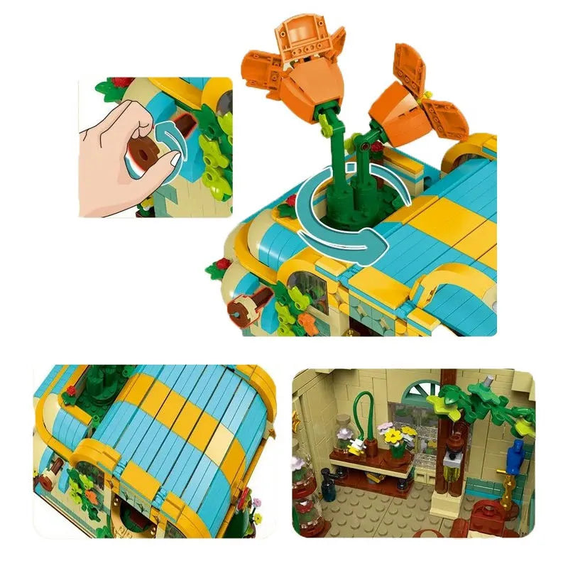 Building Blocks MOC Expert Toon City Flowers Shop Store LED Bricks Toys Construction Set Toys - 17