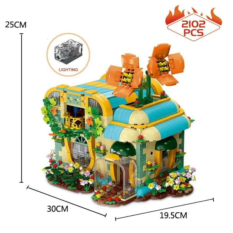 Building Blocks MOC Expert Toon City Flowers Shop Store LED Bricks Toys Construction Set Toys - 18