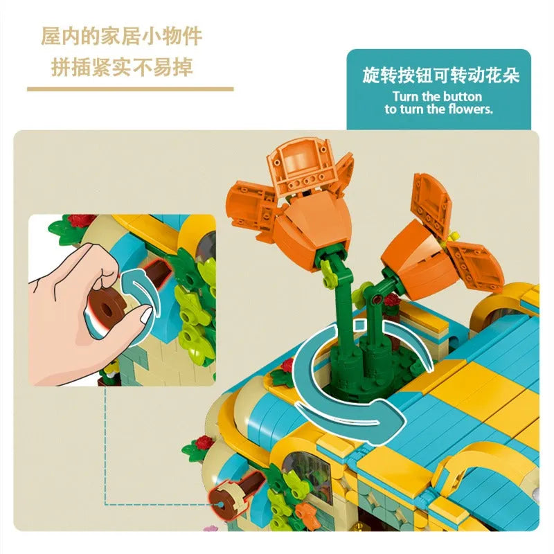 Building Blocks MOC Expert Toon City Flowers Shop Store LED Bricks Toys Construction Set Toys - 7