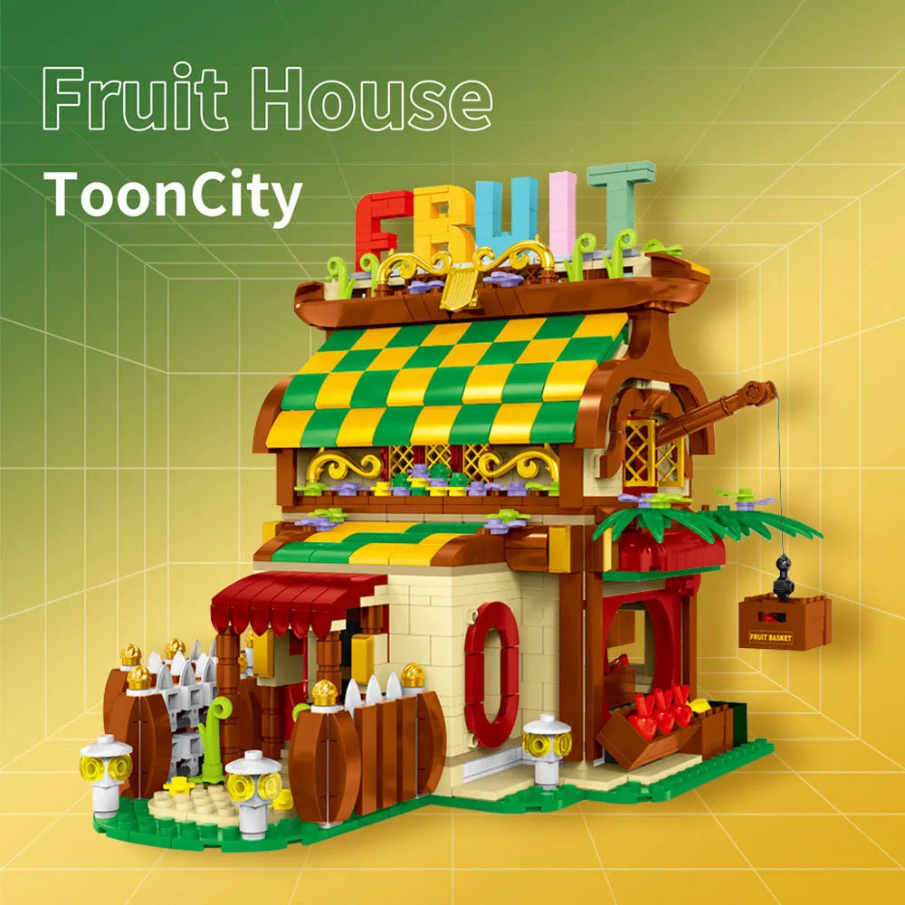 Building Blocks MOC Expert Toon City Fruit House LED Bricks Toys 031052 - 2