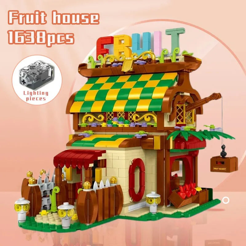 Building Blocks MOC Expert Toon City Fruit House LED Bricks Toys 031052 - 3