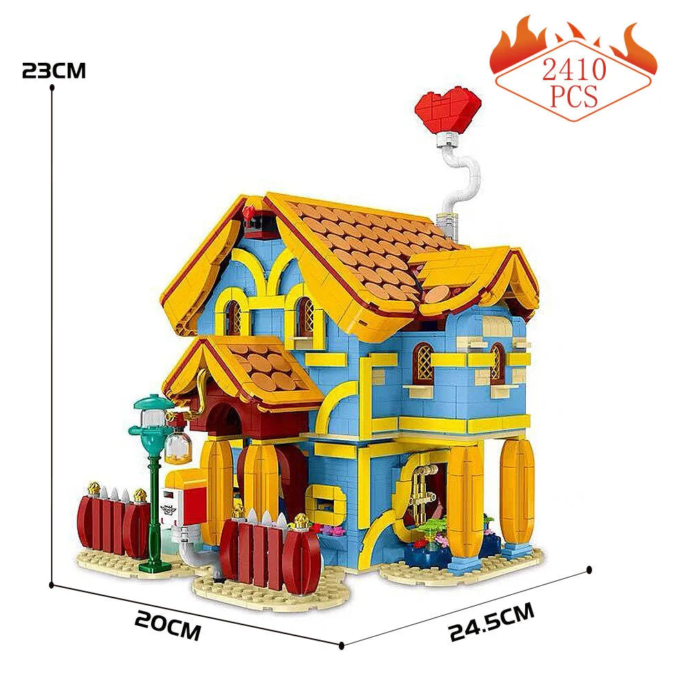 Building Blocks MOC Expert Toon City Town Villa House LED Bricks Toy Construction Set Toys - 1