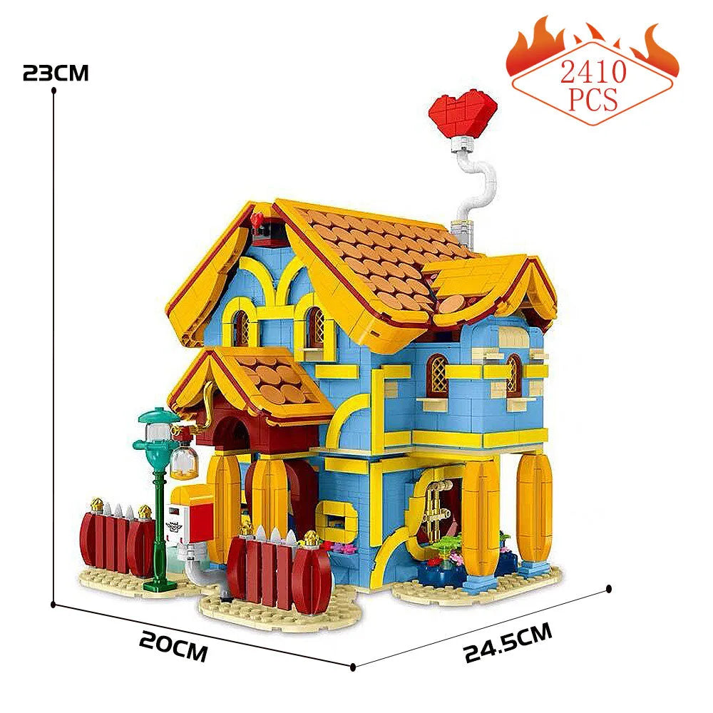 Building Blocks MOC Expert Toon City Town Villa House LED Bricks Toy - 1