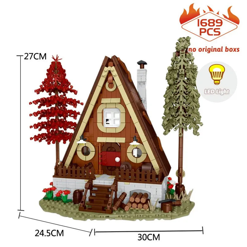 Building Blocks MOC Experts Street City Forest Cabin House LED Bricks Toys 031071 - 5