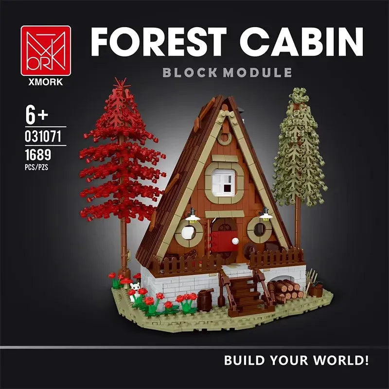 Building Blocks MOC Experts Street City Forest Cabin House LED Bricks Toys 031071 Construction Set Toys - 2