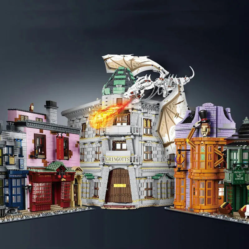 Building Blocks MOC Harry Potter Diagon Alley Magic Bank Bricks Toys - 9