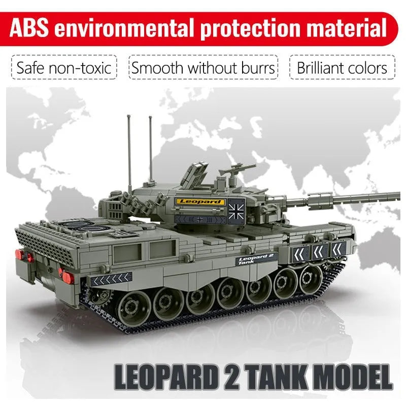Building Blocks MOC Military WW2 Leopard 2A4 Battle Tank Bricks Toys - 3