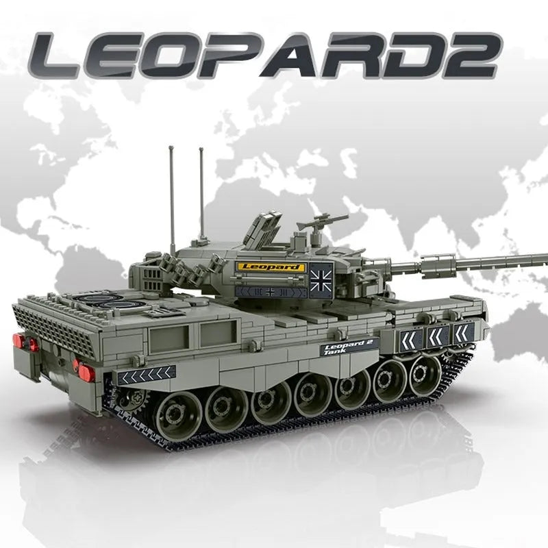 Building Blocks MOC Military WW2 Leopard 2A4 Battle Tank Bricks Toys - 2