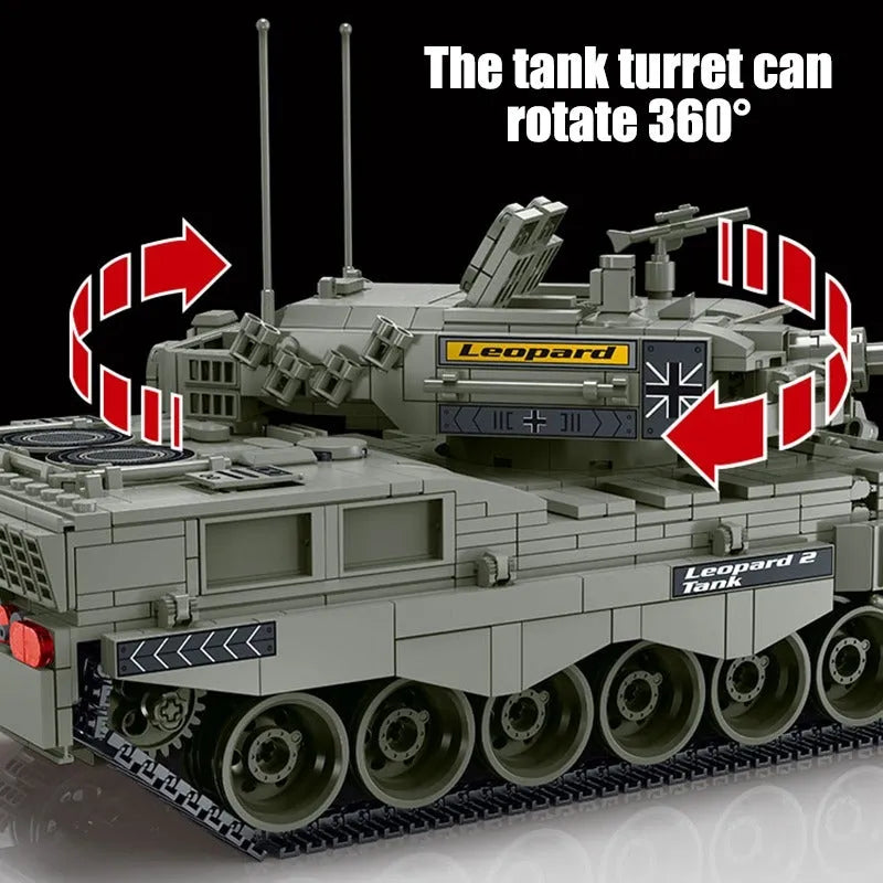 Building Blocks MOC Military WW2 Leopard 2A4 Battle Tank Bricks Toys - 6