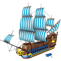 Thumbnail for Building Blocks MOC Pirates Caribbean Blue Sail Ship Bricks Toys - 1