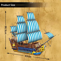 Thumbnail for Building Blocks MOC Pirates Caribbean Blue Sail Ship Bricks Toys - 6