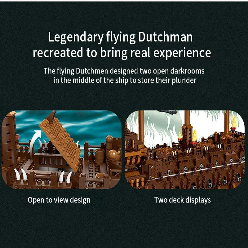 Building Blocks MOC Pirates Of Caribbean The Flying Dutchman Ship Bricks Toys - 5