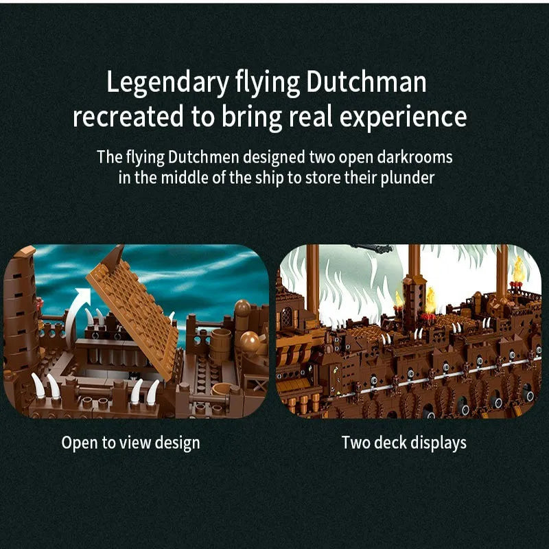 Building Blocks MOC Pirates Of Caribbean The Flying Dutchman Ship Bricks Toys Construction Set Toys - 5