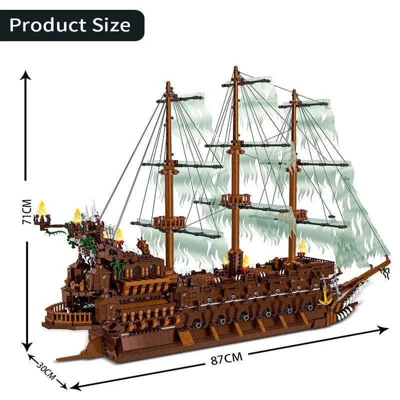 Building Blocks MOC Pirates Of Caribbean The Flying Dutchman Ship Bricks Toys - 12