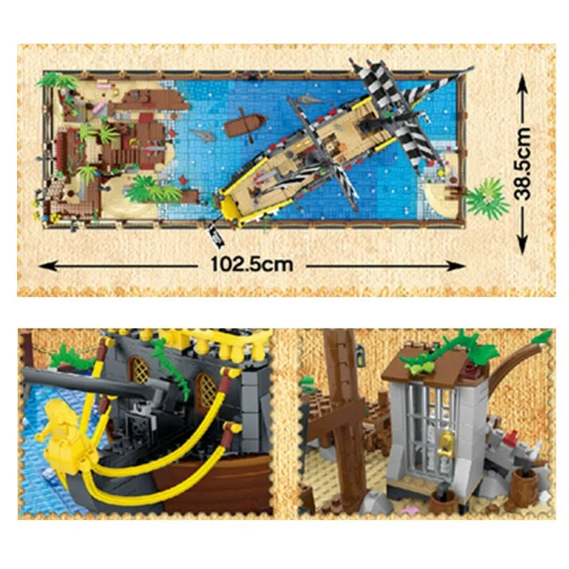 Building Blocks MOC Pirates Of The Caribbean Booty Bay Ship Bricks Kids Toys - 8