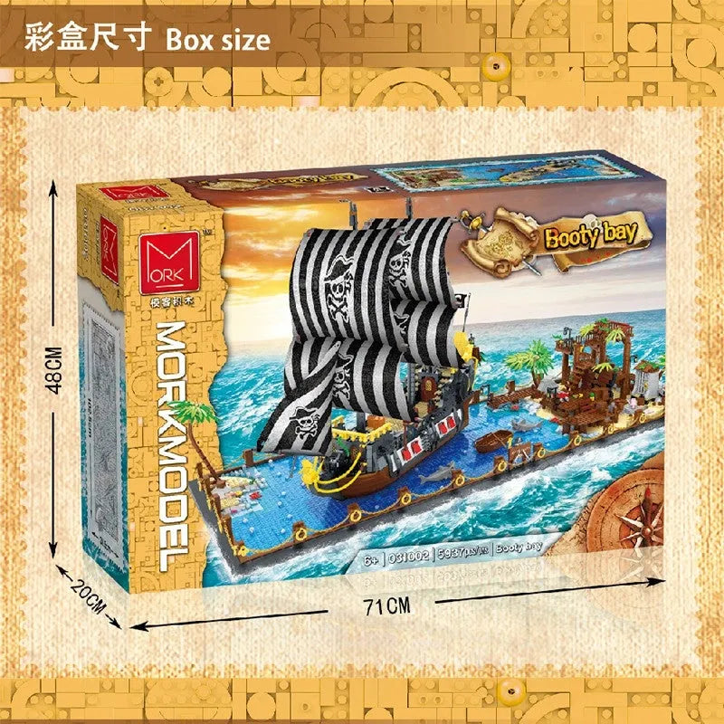 Building Blocks MOC Pirates Of The Caribbean Booty Bay Ship Bricks Kids Toys - 3