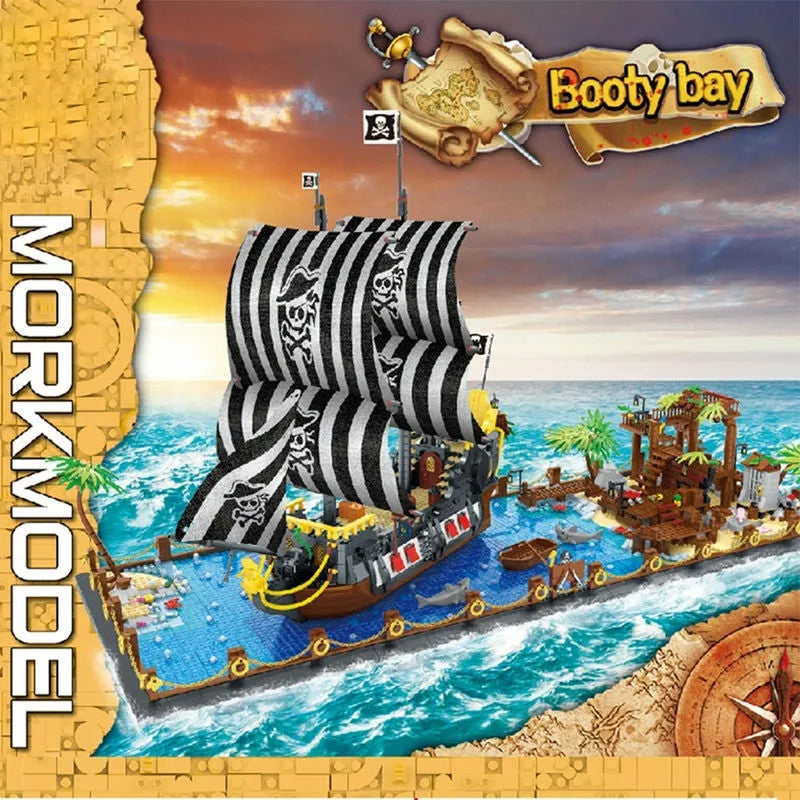 Building Blocks MOC Pirates Of The Caribbean Booty Bay Ship Bricks Kids Toys - 6