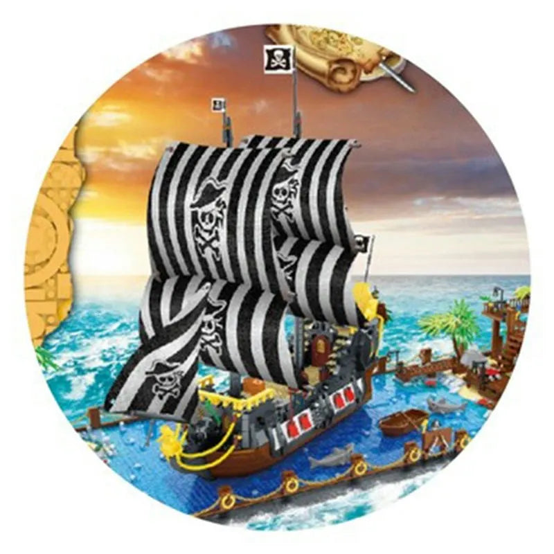 Building Blocks MOC Pirates Of The Caribbean Booty Bay Ship Bricks Kids Toys - 7