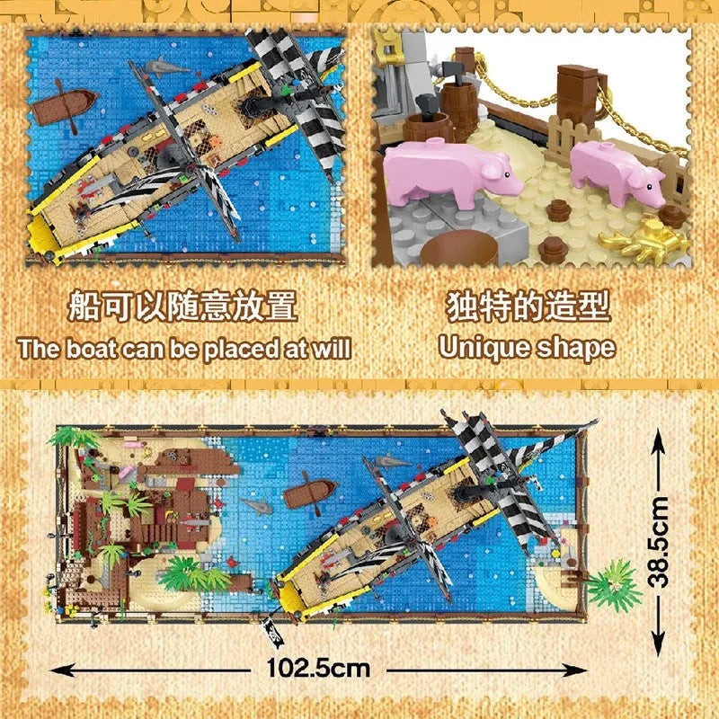 Building Blocks MOC Pirates Of The Caribbean Booty Bay Ship Bricks Kids Toys - 4
