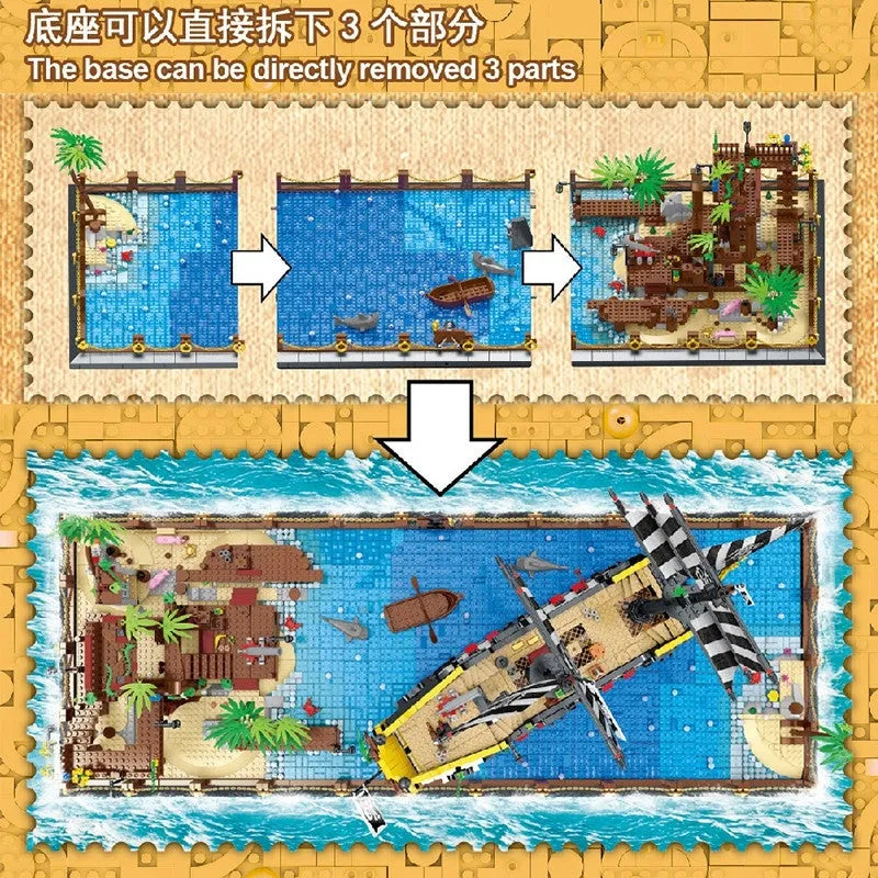 Building Blocks MOC Pirates Of The Caribbean Booty Bay Ship Bricks Kids Toys - 2