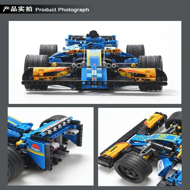 Building Blocks MOC Tech Blue Alternate F1 Racing Car Bricks Toy 023007 - 5