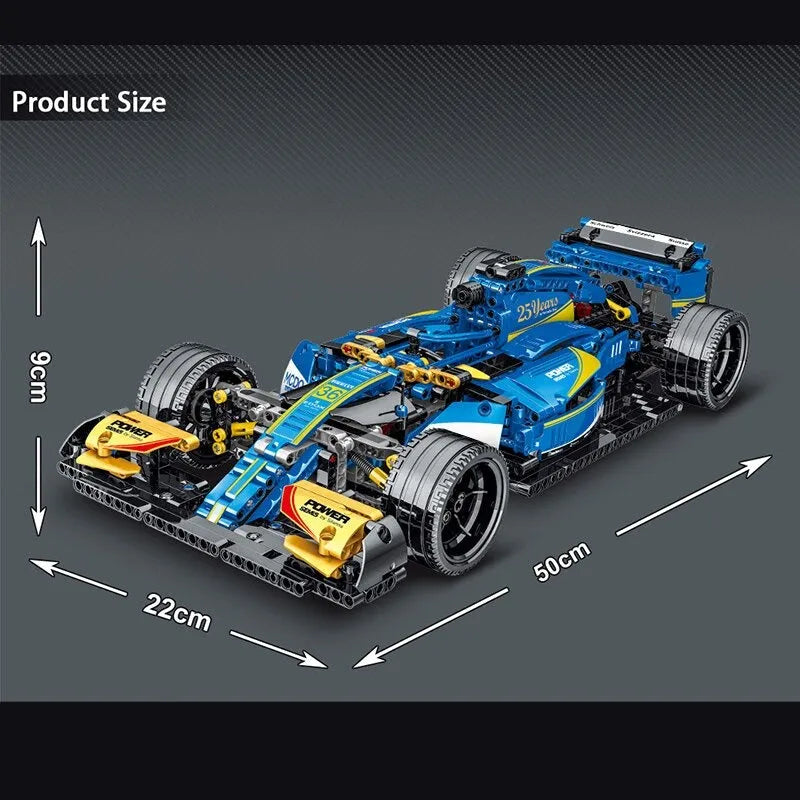 Building Blocks MOC Tech Blue Alternate F1 Racing Car Bricks Toy 023007 - 9