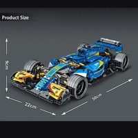 Thumbnail for Building Blocks MOC Tech Blue Alternate F1 Racing Car Bricks Toy 023007 - 9