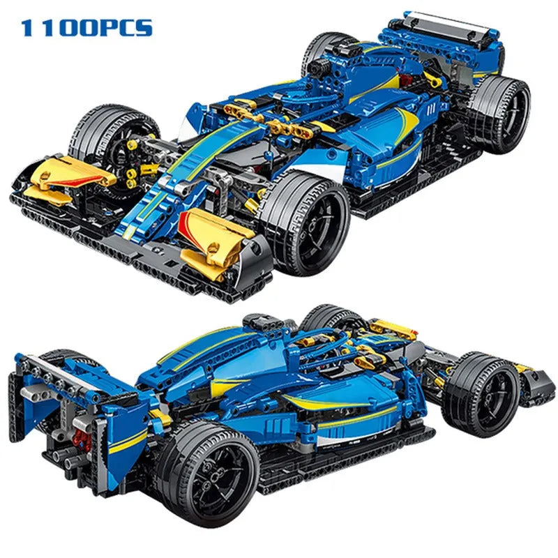Building Blocks MOC Tech Blue Alternate F1 Racing Car Bricks Toy 023007 - 7