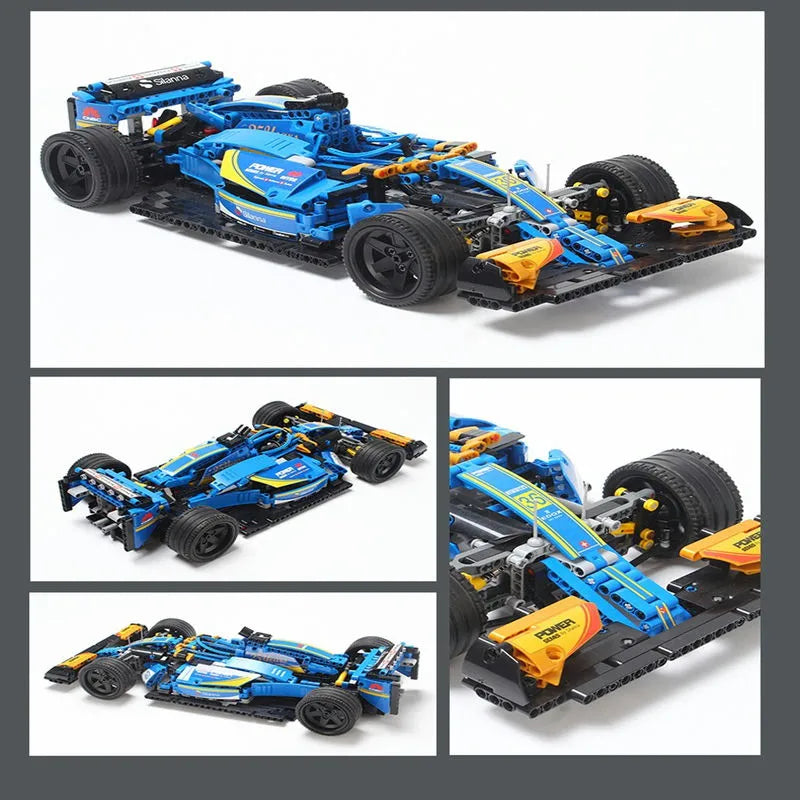 Building Blocks MOC Tech Blue Alternate F1 Racing Car Bricks Toy 023007 - 6