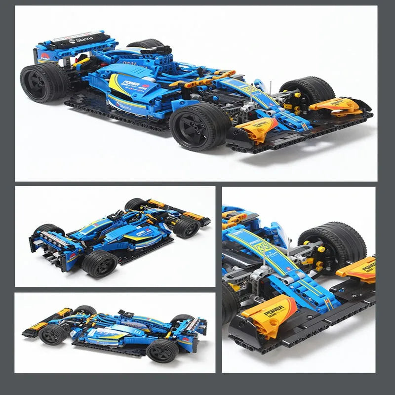 Microblocks F1 MOC Tech Blue Alternate F1 Racing Building Blocks Toy