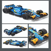 Thumbnail for Building Blocks MOC Tech Blue Alternate F1 Racing Car Bricks Toy 023007 - 6