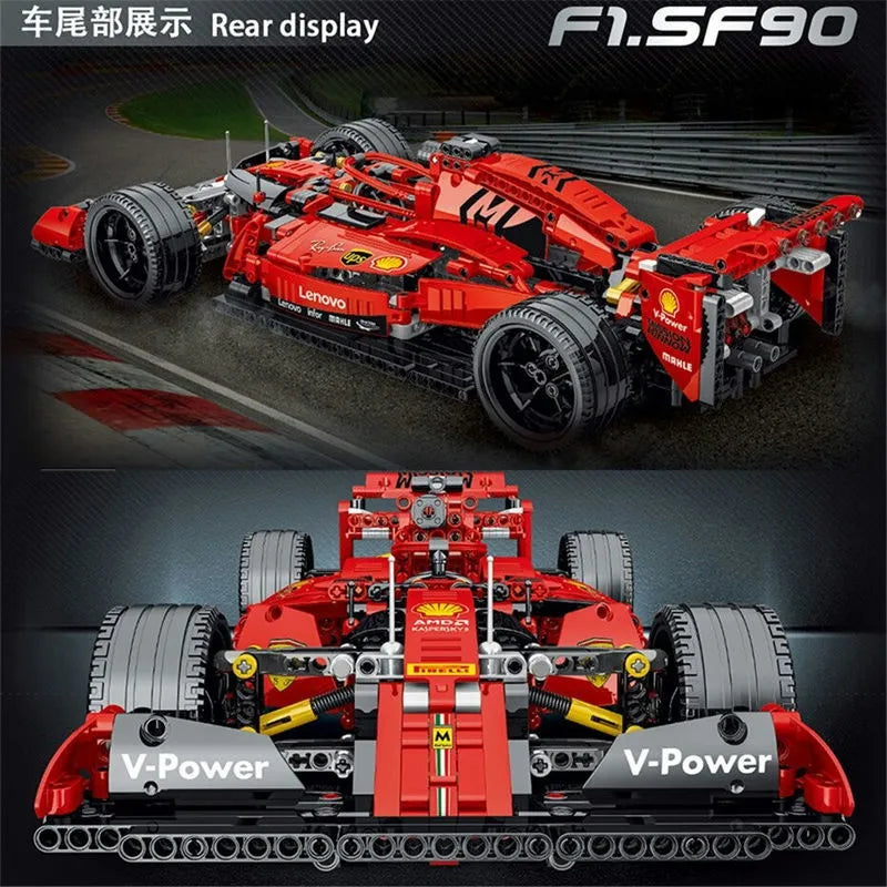 Building Blocks MOC Tech Red F1 Alternate Racing Car Bricks Toy 023005 - 5