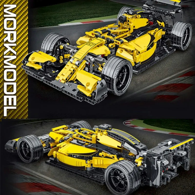 Building Blocks MOC Tech Yellow F1 Alternate Racing Car Bricks Toy - 2