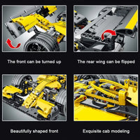 Thumbnail for Building Blocks MOC Tech Yellow F1 Alternate Racing Car Bricks Toy - 5