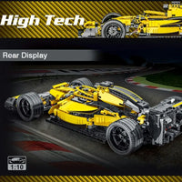 Thumbnail for Building Blocks MOC Tech Yellow F1 Alternate Racing Car Bricks Toy - 3