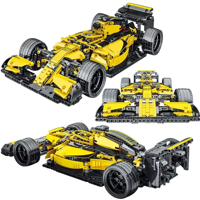 Building Blocks MOC Tech Yellow F1 Alternate Racing Car Bricks Toy - 1